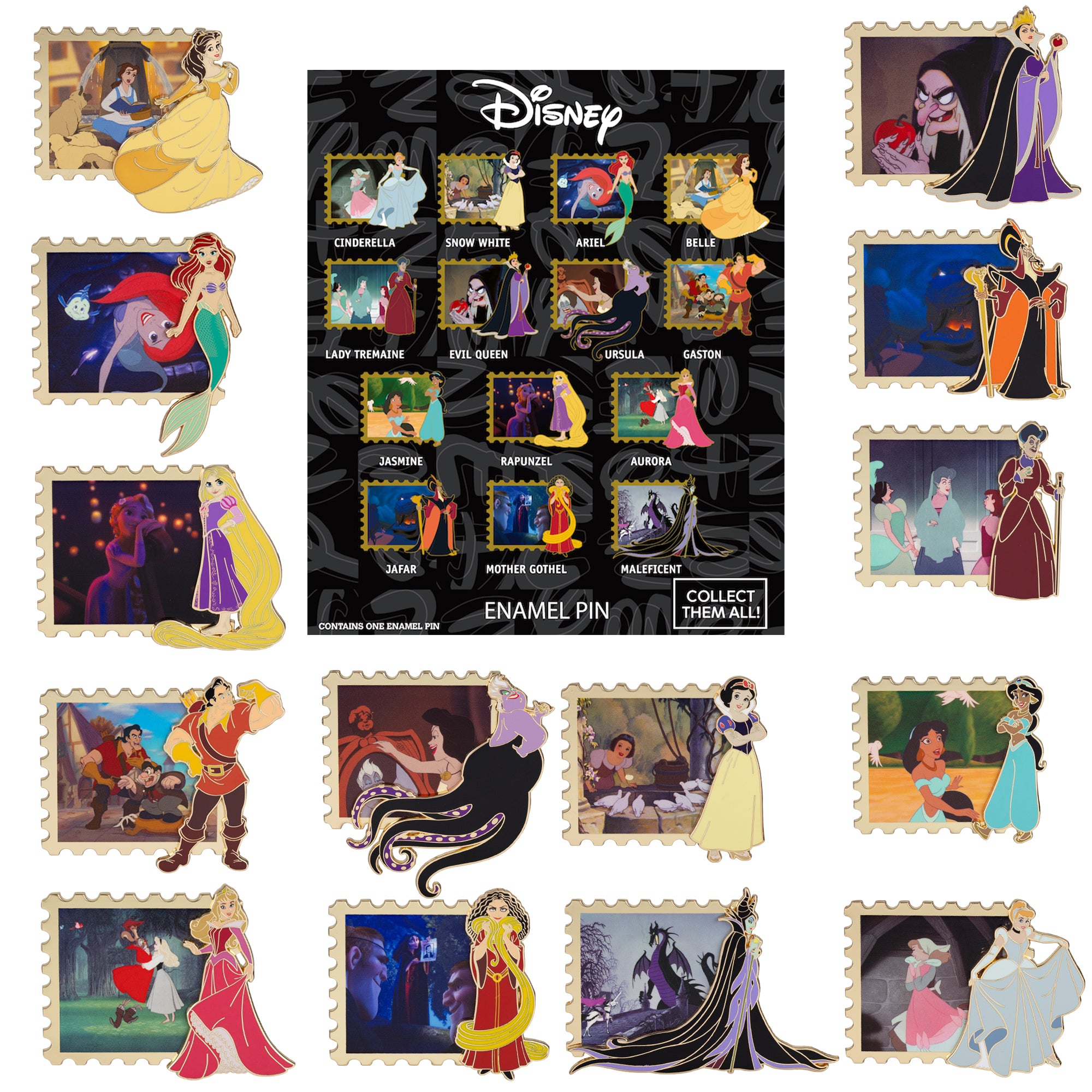 Disney Princess and Villains Legendary Moments Stamps Mystery Jumbo Collectible Pins